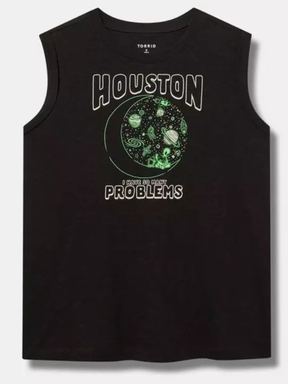 Torrid 2 2X Houston I Have So Many Problems humor graphic roll sleeve tank top